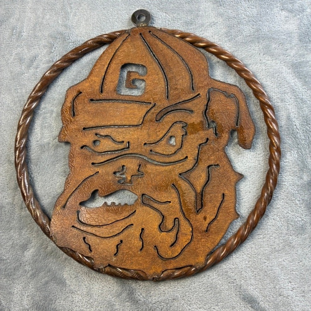 Georgia Bulldogs Metal Wall Art Rustic Copper Tone UGA Mascot Decor 12 Inch